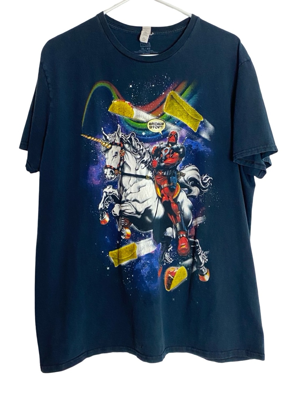 Marvel Deadpool Tshirt Tee Mens Unisex Size XL Unicorn Tacos